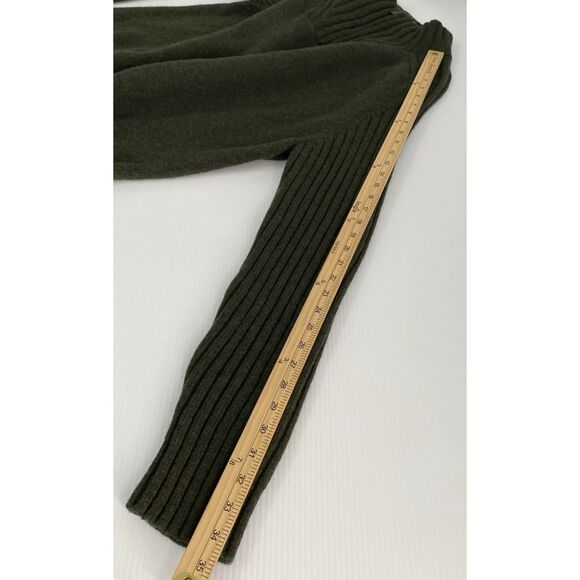 Lands End Men's XXL Sweater Green 100% Lambs Wool Ribbed 1/4 Zip Pullover - Picture 5 of 10